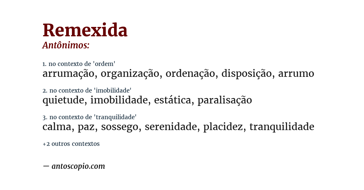 Antônimo de remexida