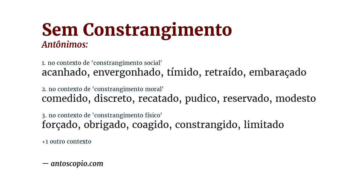 Antônimo de sem constrangimento