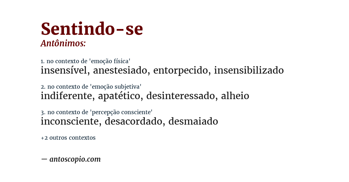 Antônimo de sentindo-se