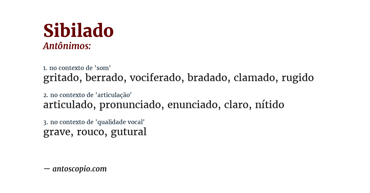 Antônimo de sibilado