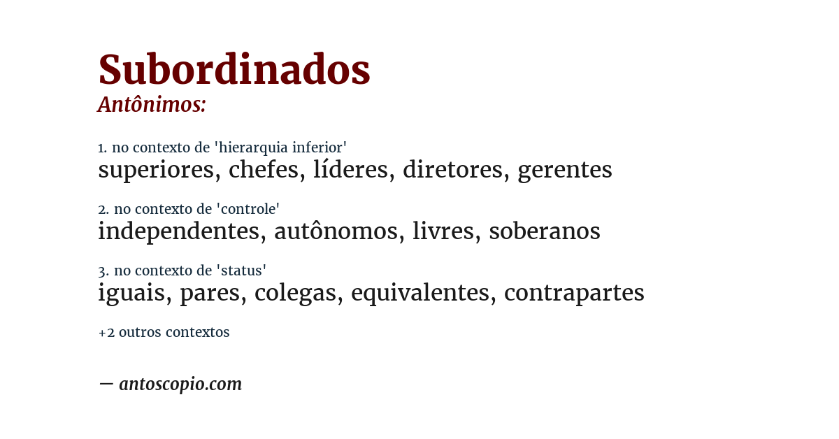Antônimo de subordinados