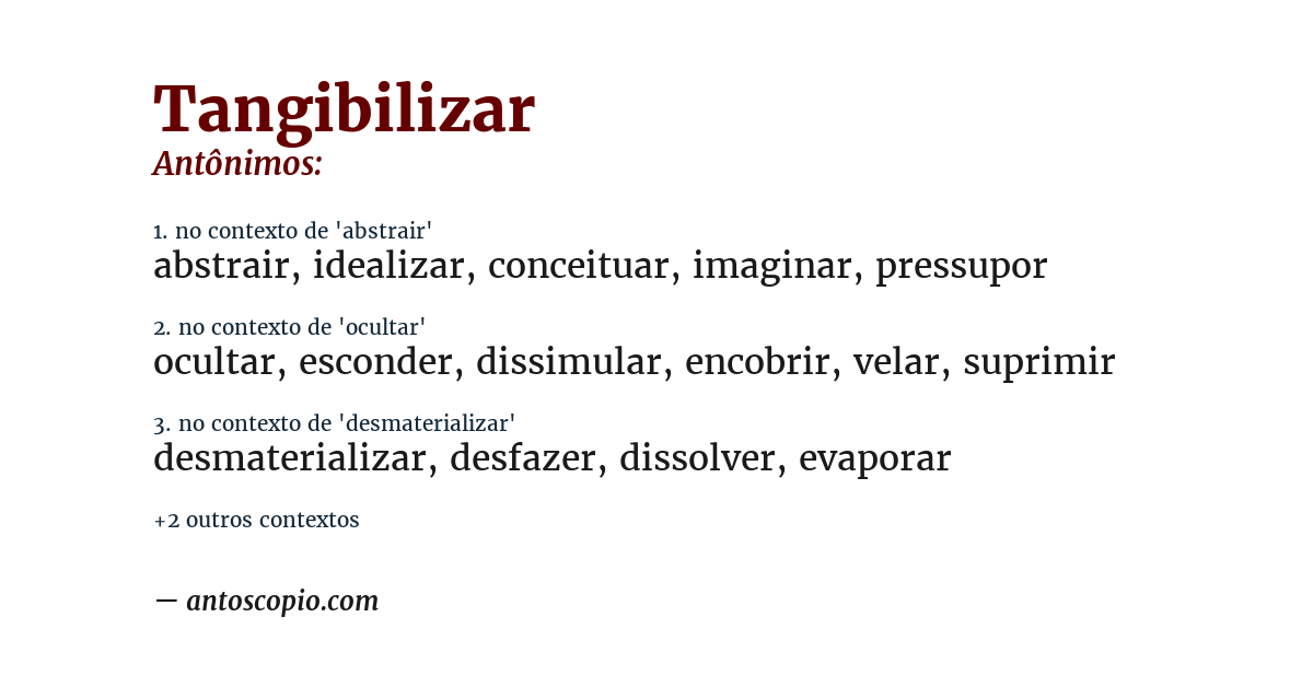 Antônimo de tangibilizar