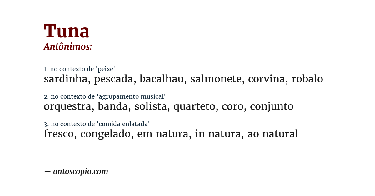 Antônimo de tuna