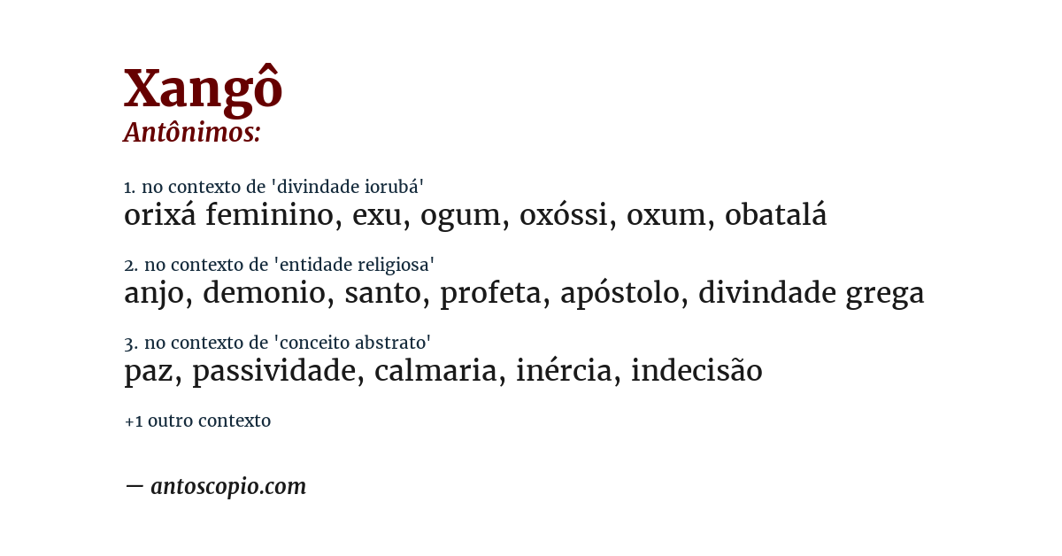Antônimo de xangô