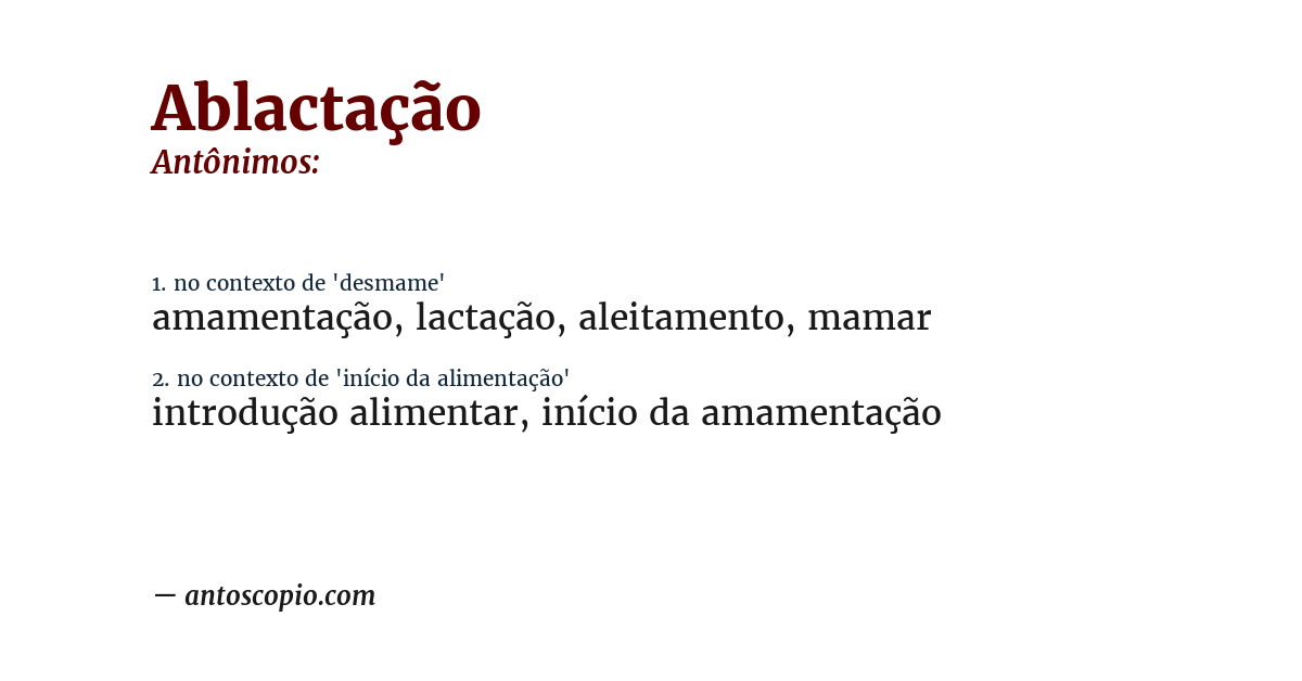 Antônimo de ablactação