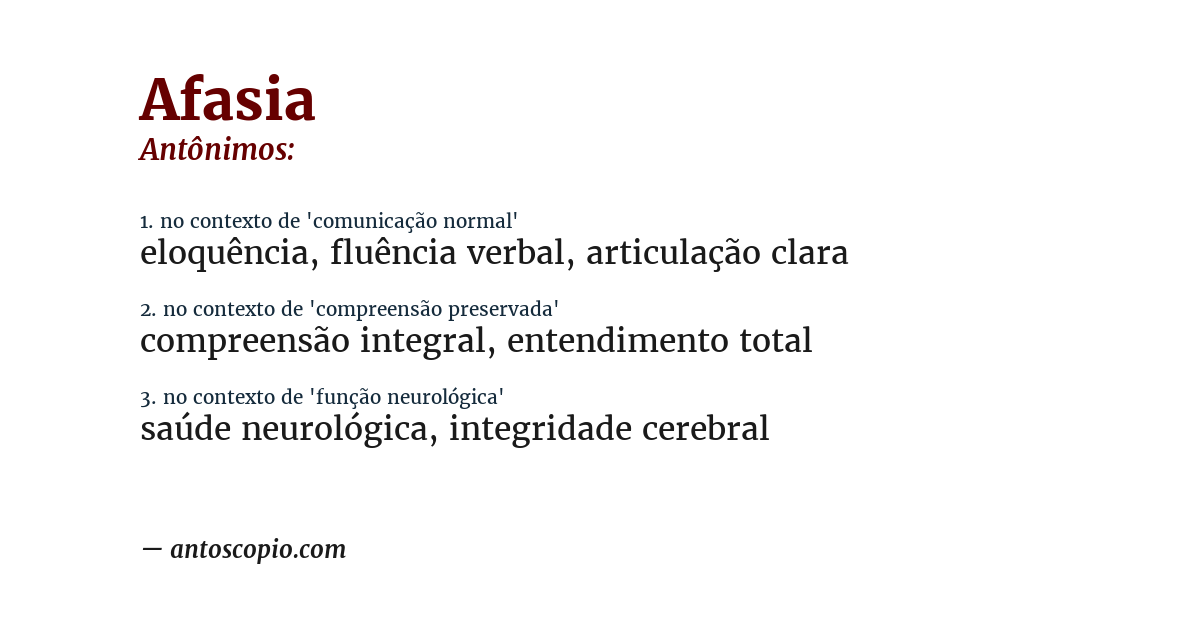 Antônimo de afasia