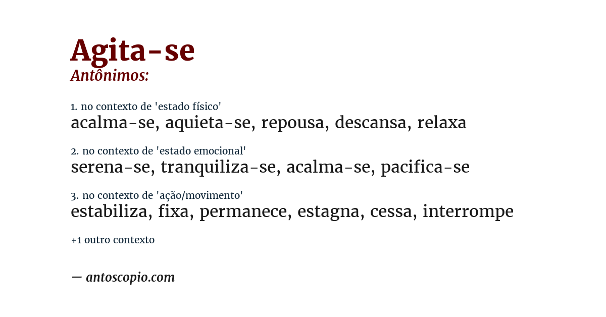 Antônimo de agita-se