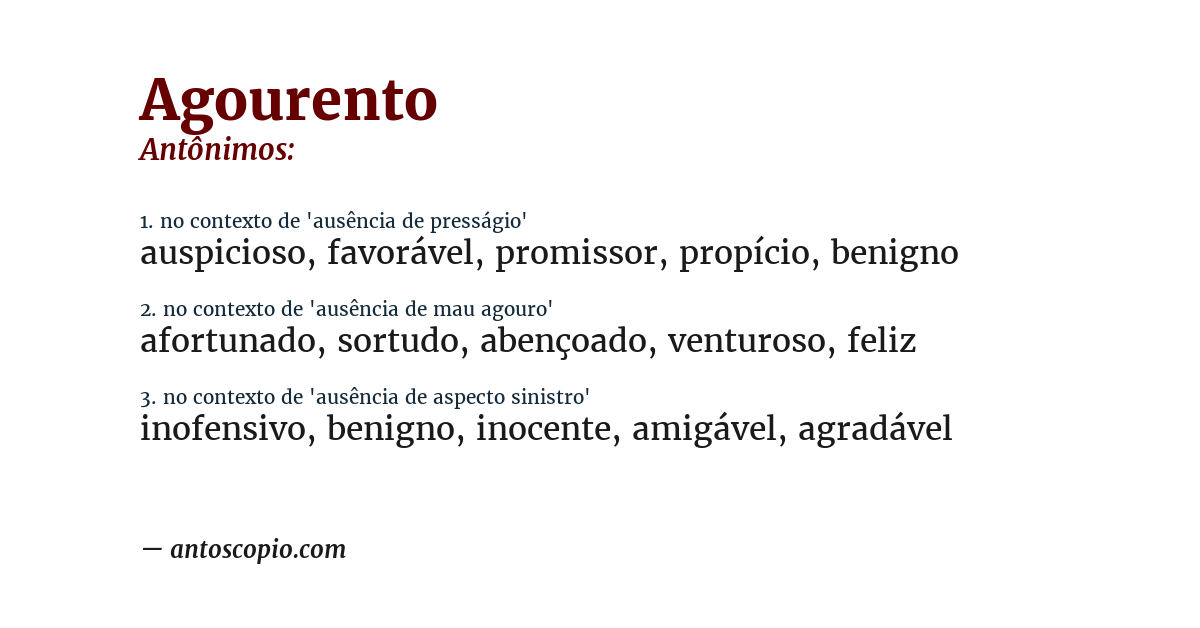 Antônimo de agourento