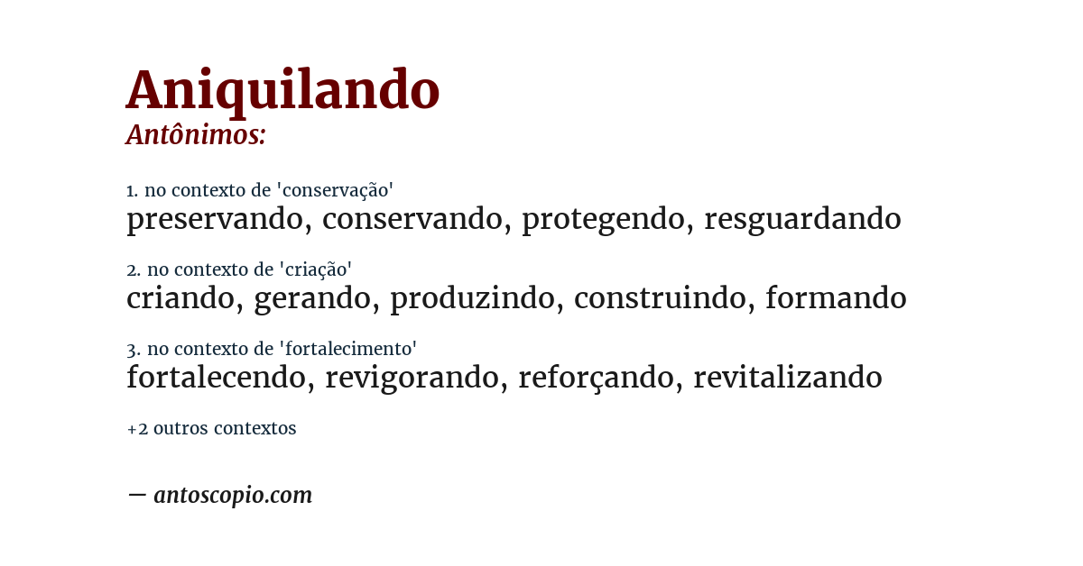 Antônimo de aniquilando
