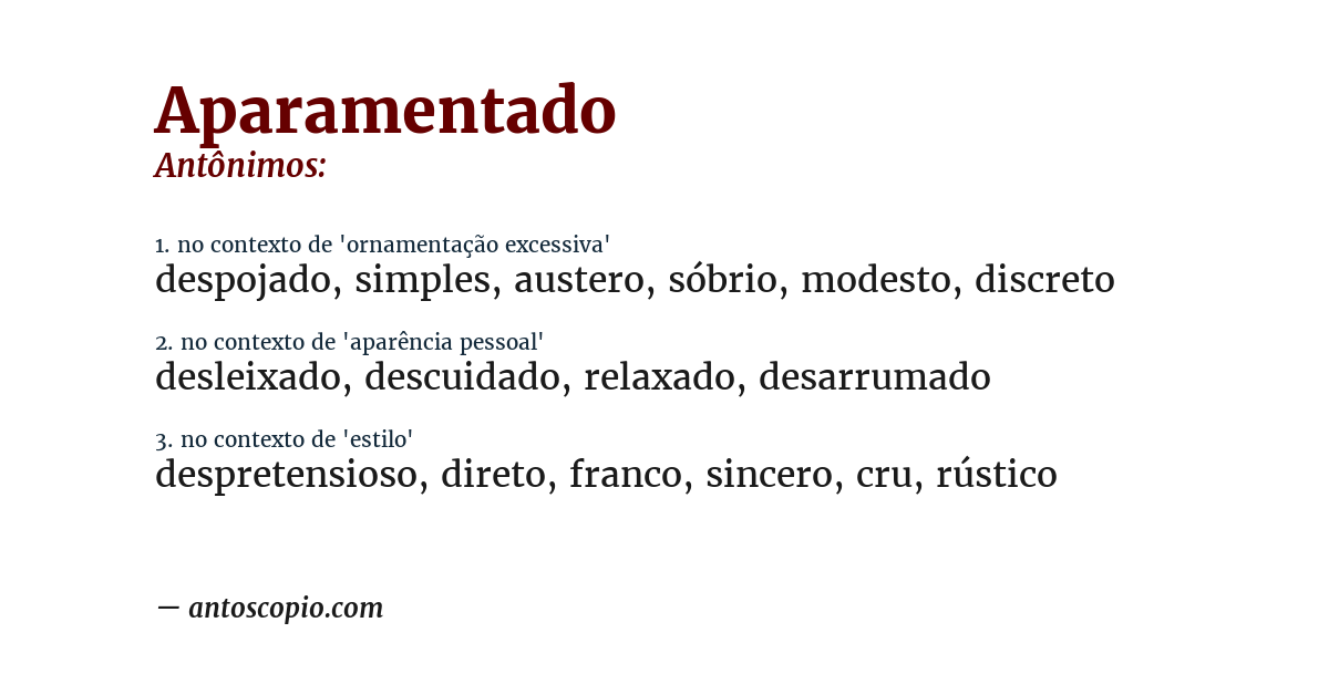 Antônimo de aparamentado