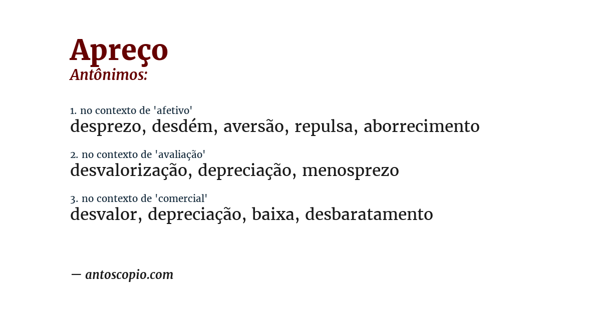 Antônimo de apreço