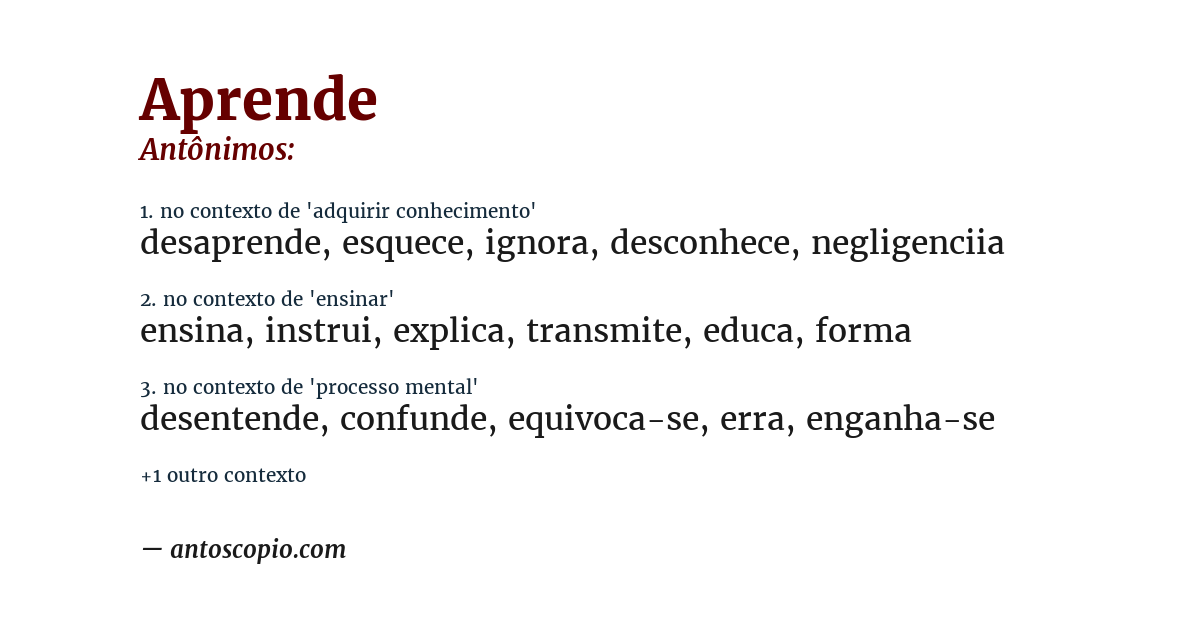 Antônimo de aprende