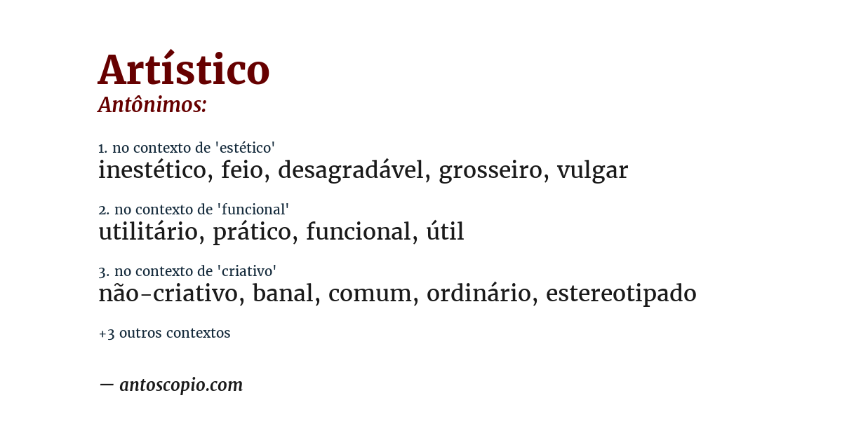 Antônimo de artístico