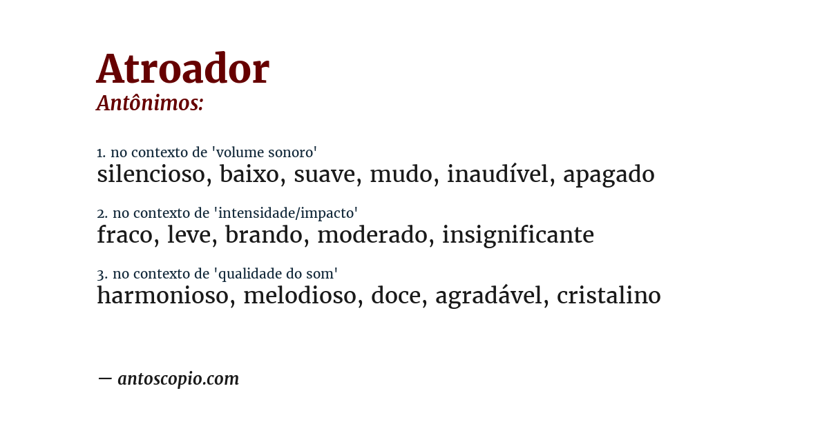 Antônimo de atroador