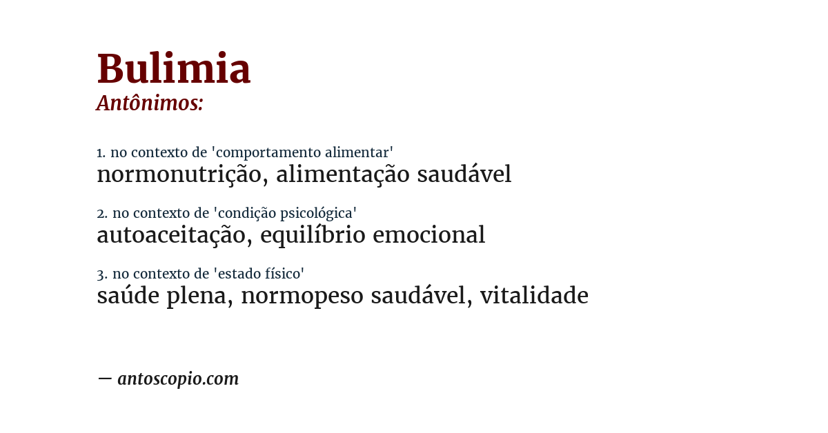 Antônimo de bulimia