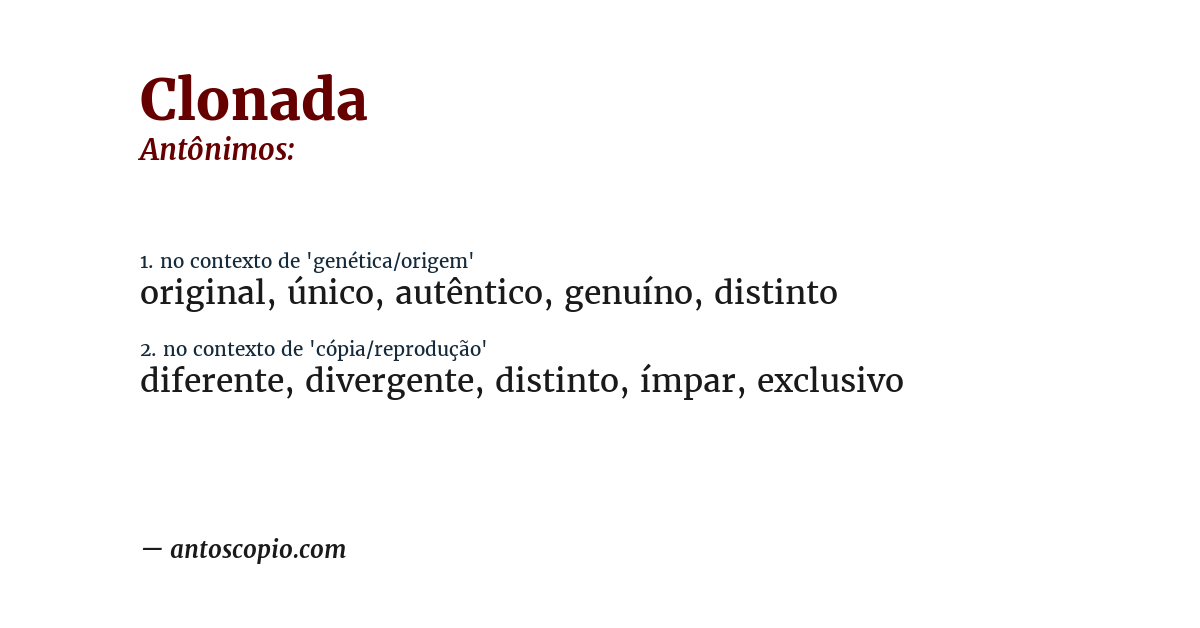 Antônimo de clonada