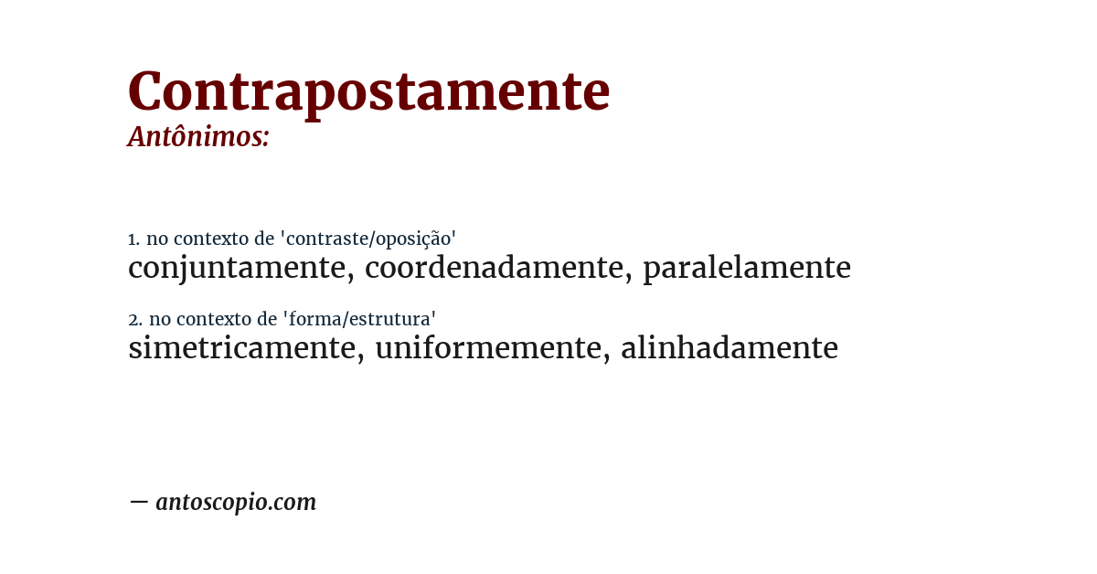 Antônimo de contrapostamente