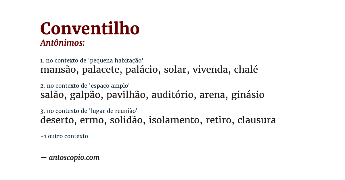 Antônimo de conventilho