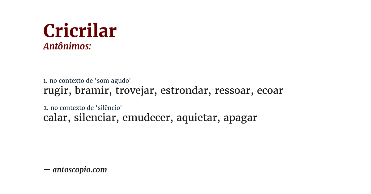 Antônimo de cricrilar