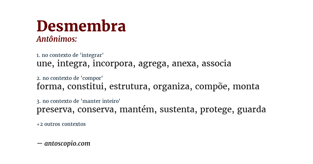 Antônimo de desmembra