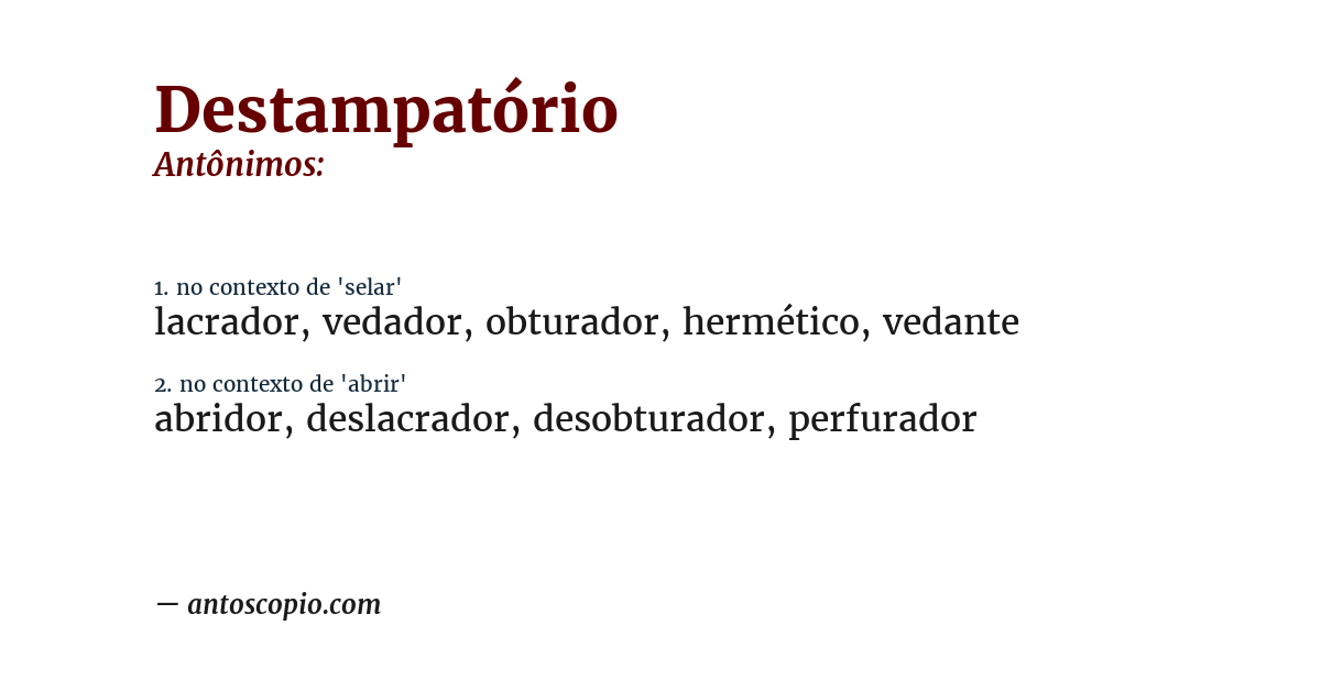 Antônimo de destampatório