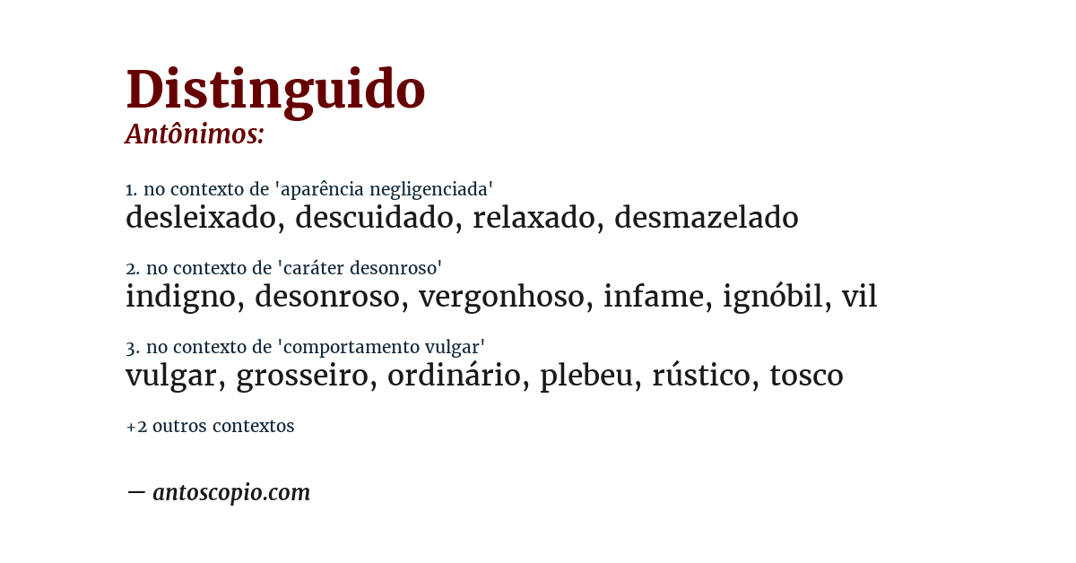Antônimo de distinguido