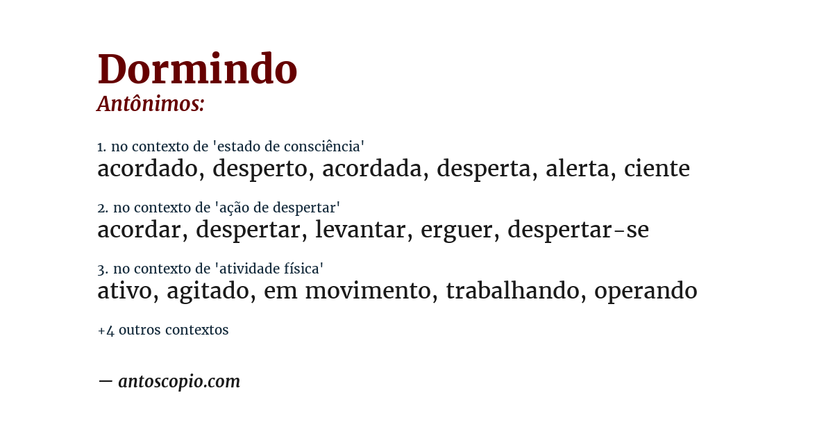 Antônimo de dormindo