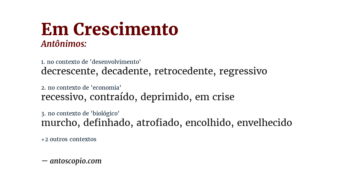 Antônimo de em crescimento