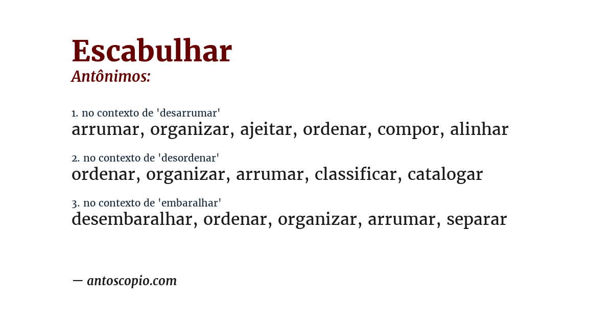 Antônimo de escabulhar