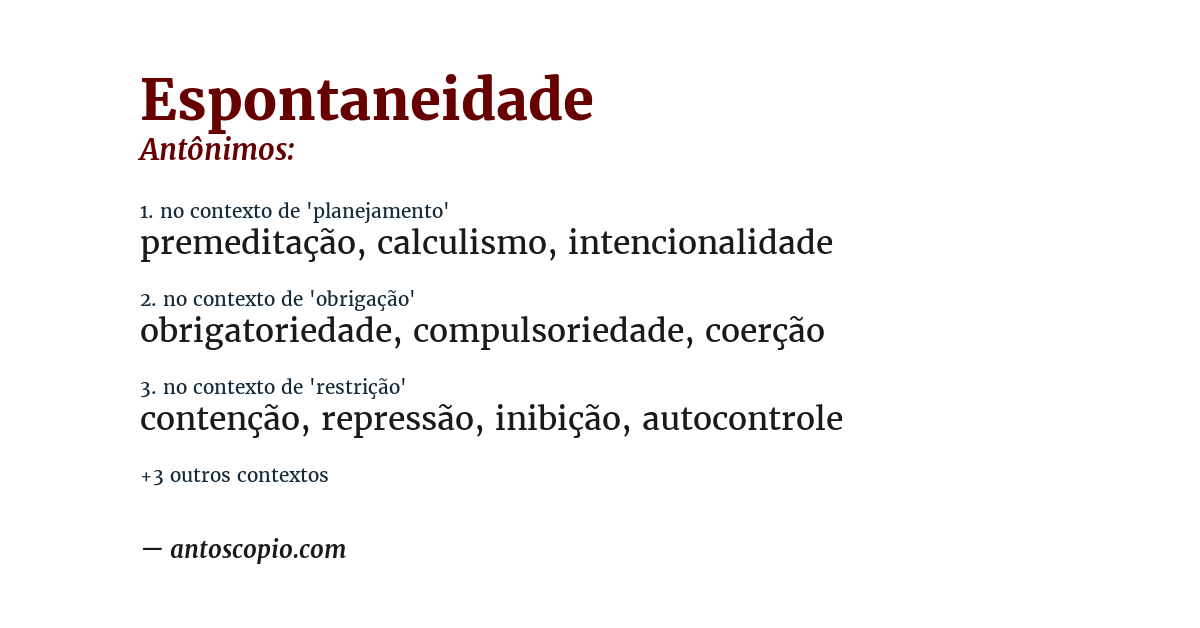 Antônimo de espontaneidade