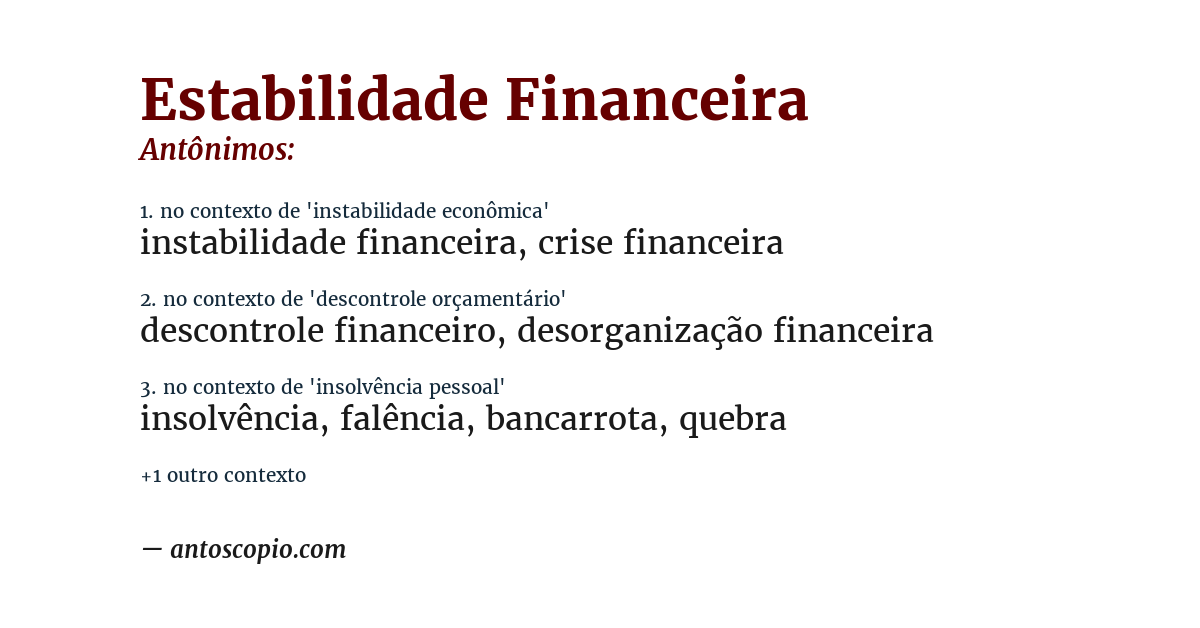 Antônimo de estabilidade financeira