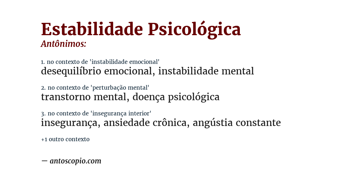 Antônimo de estabilidade psicológica