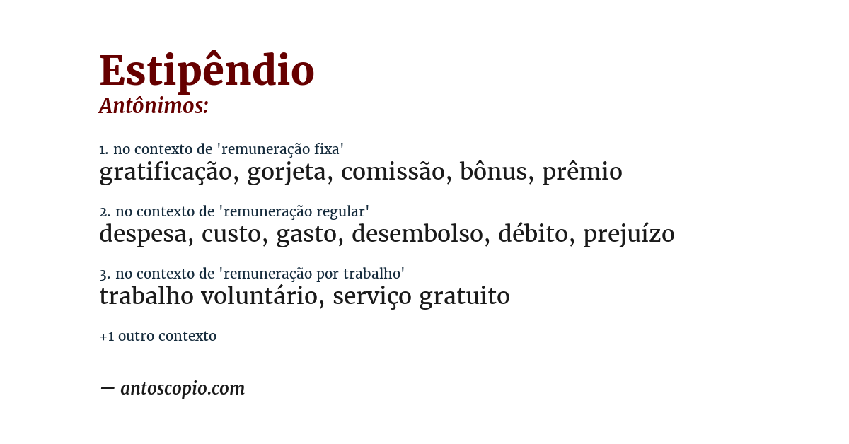 Antônimo de estipêndio