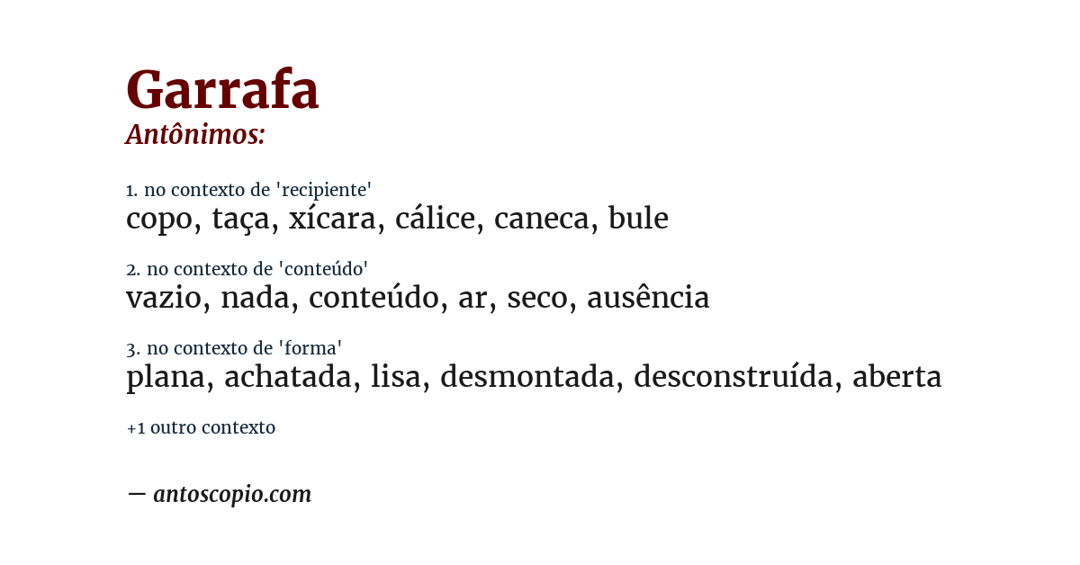 Antônimo de garrafa