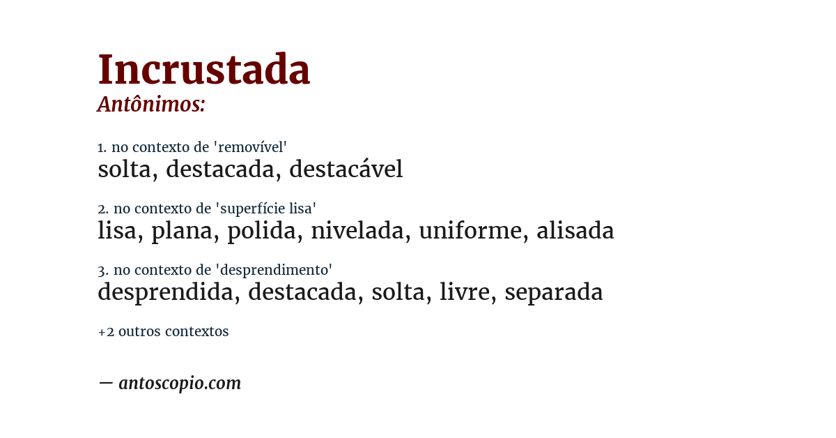 Antônimo de incrustada