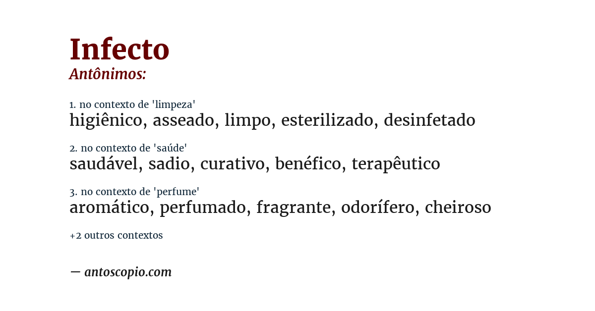 Antônimo de infecto