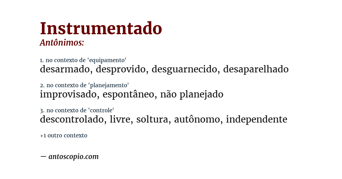 Antônimo de instrumentado