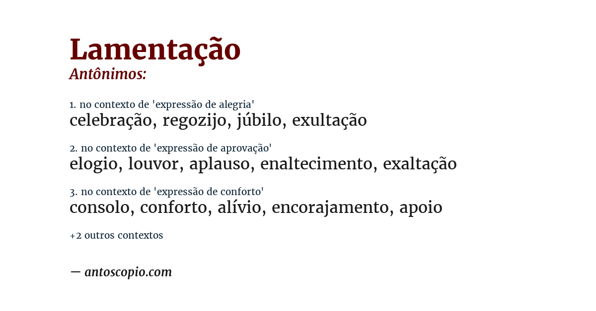Antônimo de lamentação