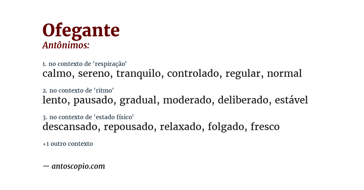 Antônimo de ofegante