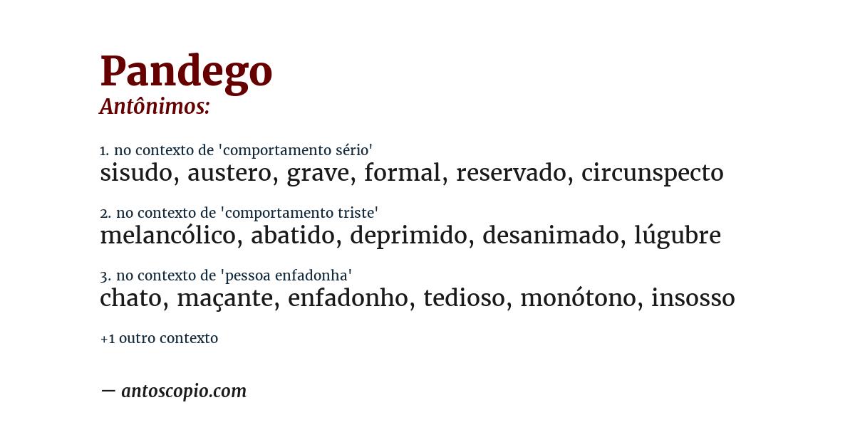 Antônimo de pandego