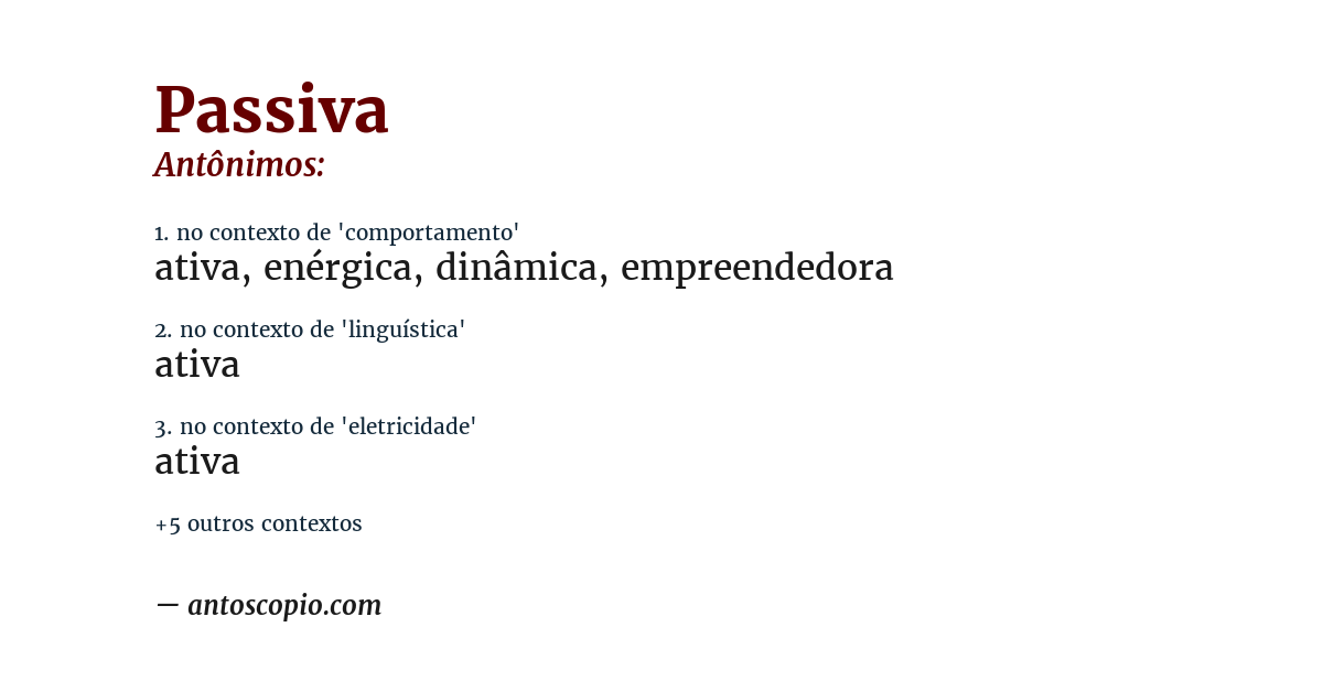Antônimo de passiva