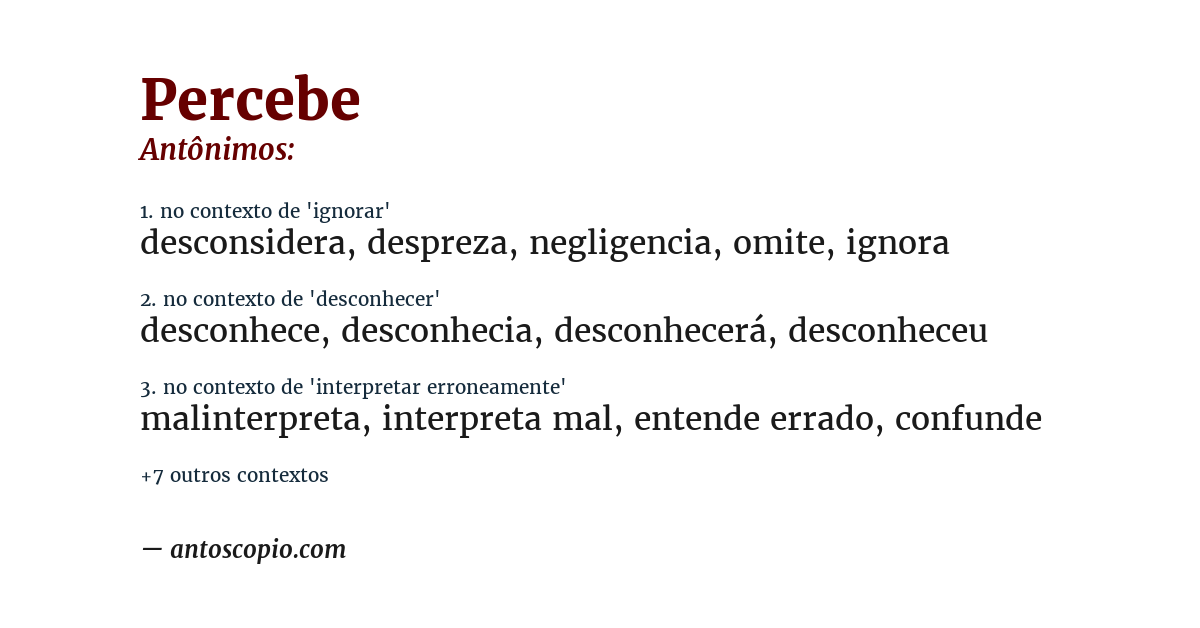 Antônimo de percebe