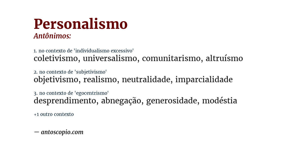 Antônimo de personalismo