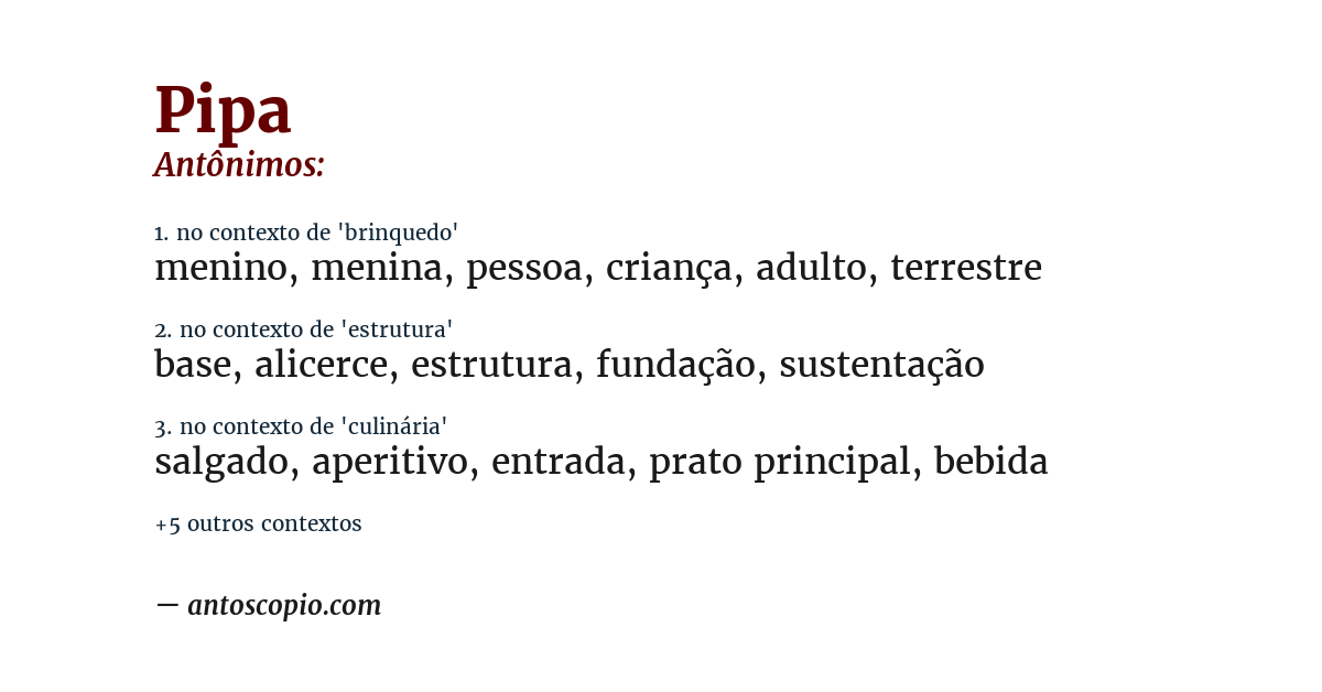 Antônimo de pipa