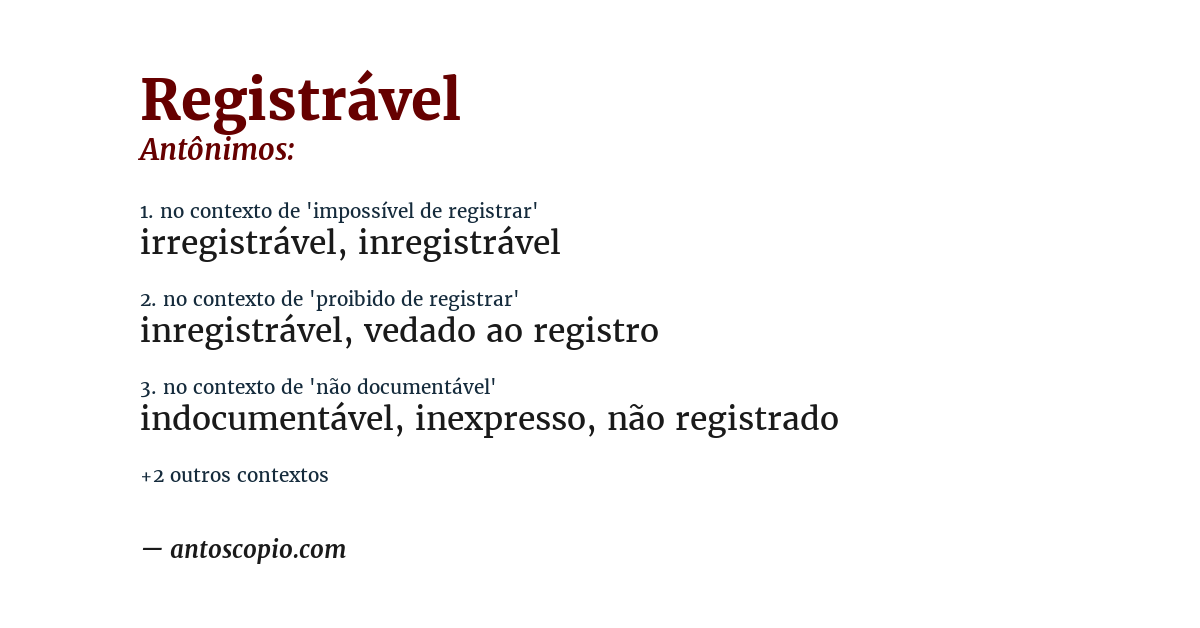 Antônimo de registrável