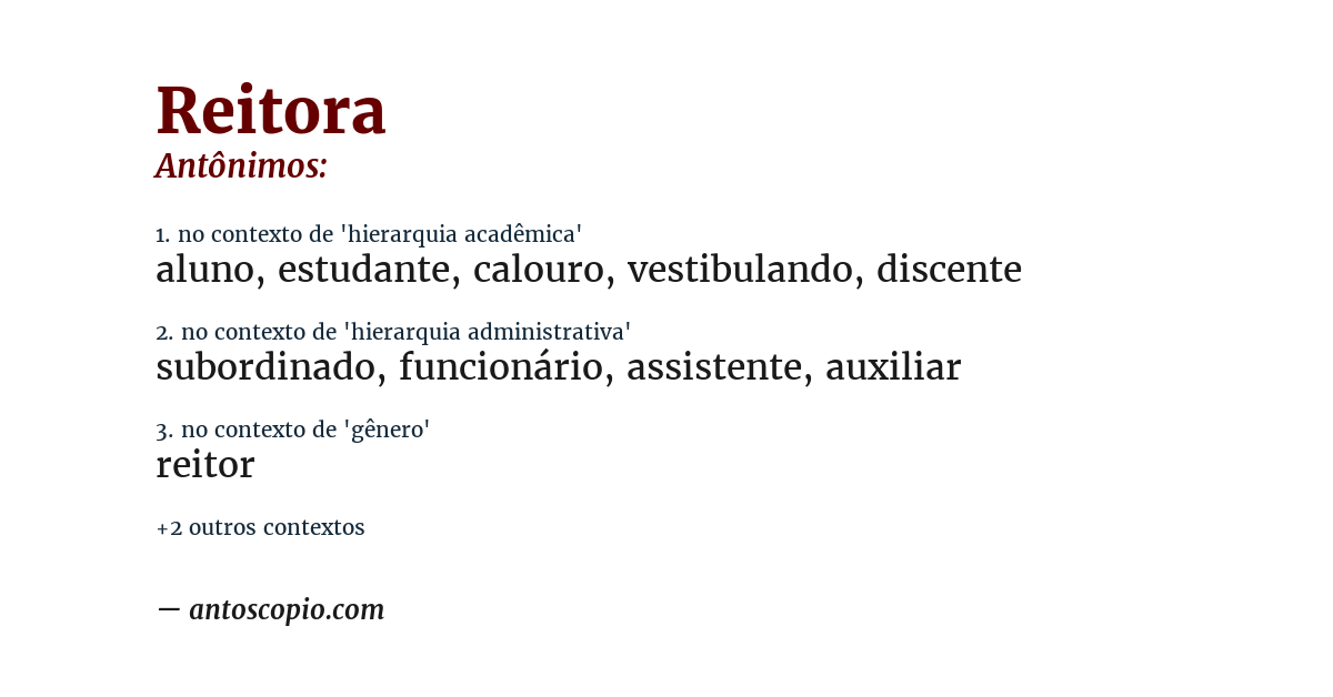 Antônimo de reitora