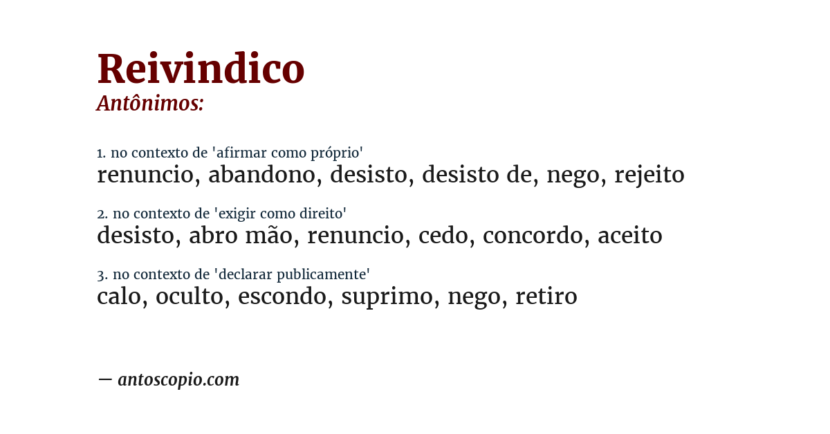 Antônimo de reivindico