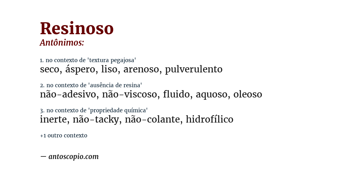 Antônimo de resinoso