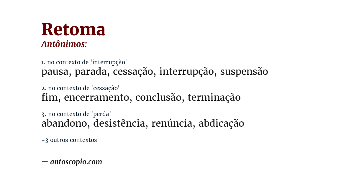 Antônimo de retoma