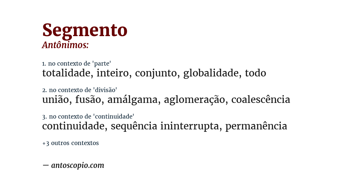 Antônimo de segmento